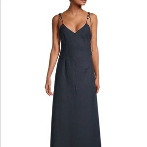 Linen Tie-Shoulder Maxi Slip Dress